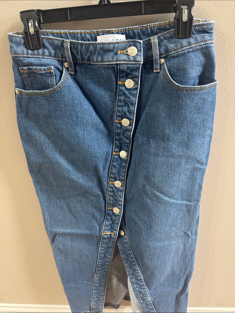 Ann Taylor Loft Classic Blue Button-Front Denim Skirt